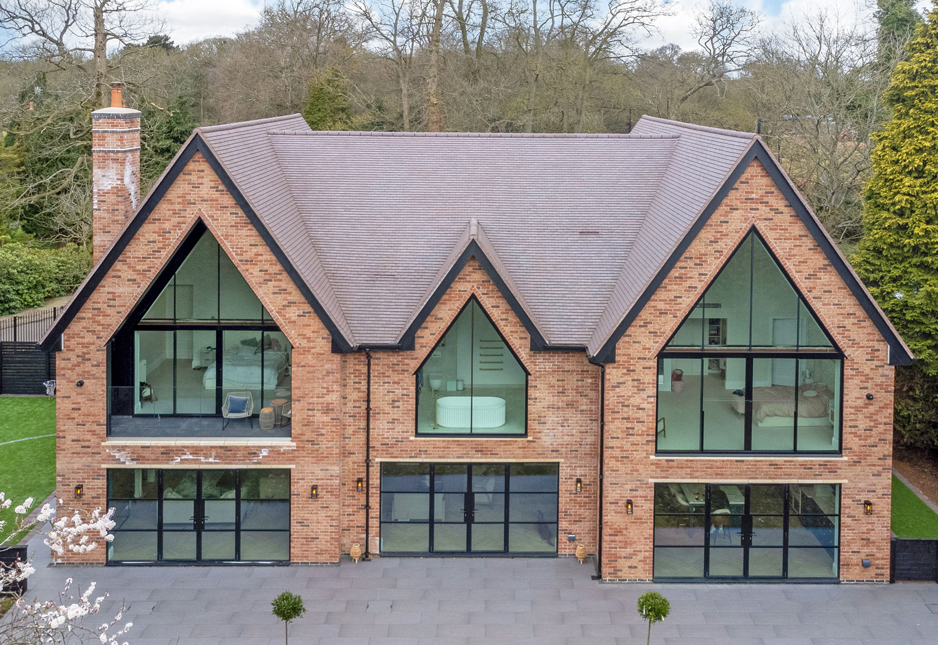 New build home with a full pitched tiled roof in Liverpool